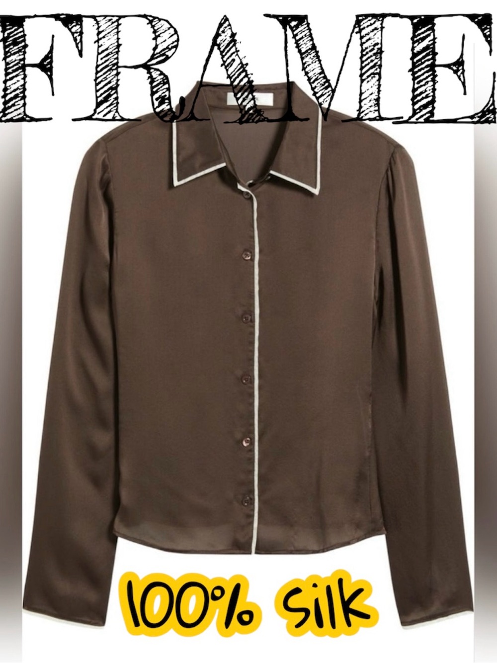 Frame Slim Essential Silk Shirt NWT Large